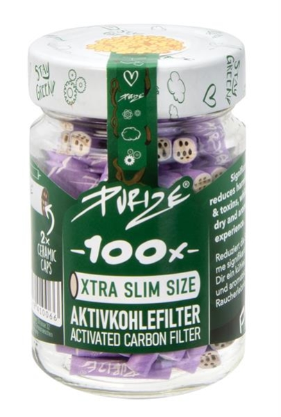 1 Glas 100 PURIZE Aktivkohlefilter XTRA Slim ø 5,9mm LILA